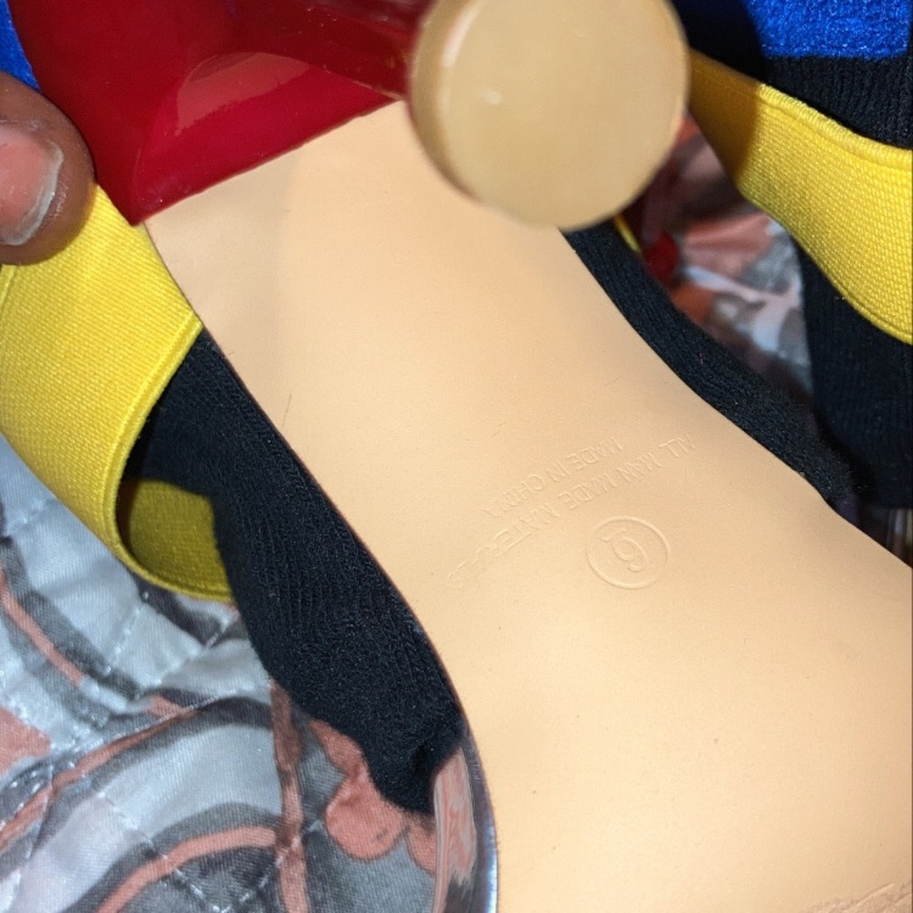 sock open toed high heel